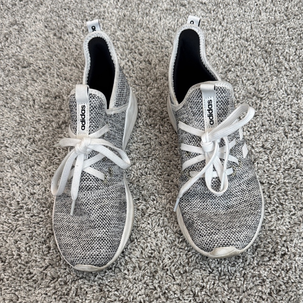 Adidas Knit Gray and White Running Shoes